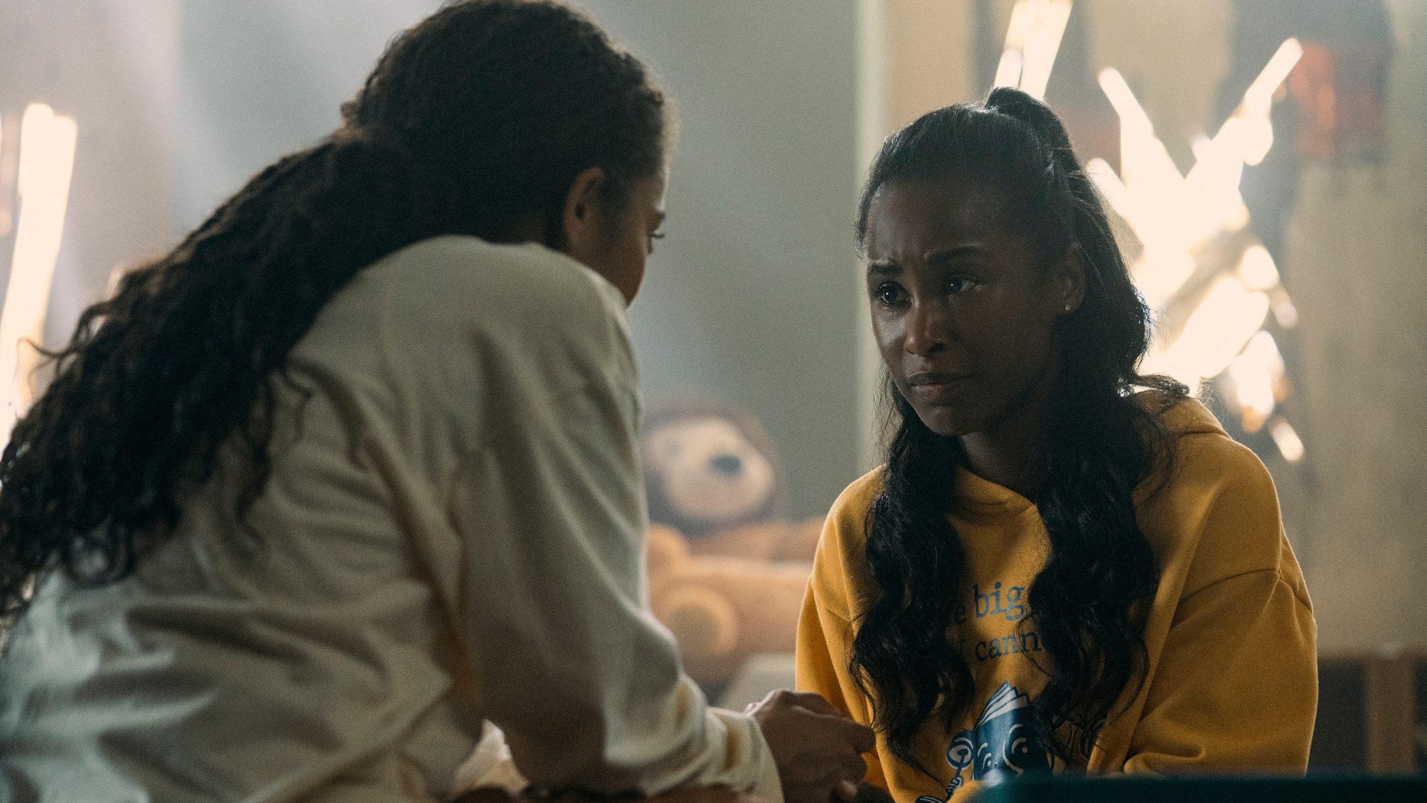 Keeya King (Annabeth Moreau, right) with Jaz Sinclair (Marie Moreau) in 'Gen V.'